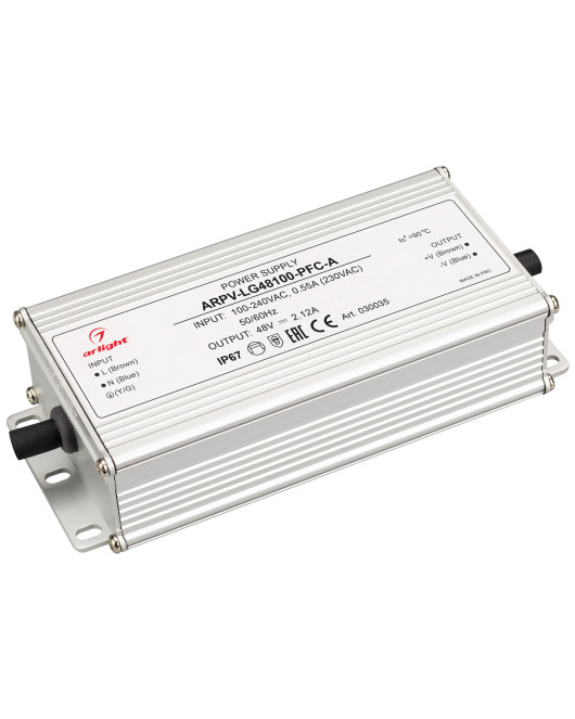 Блок питания ARPV-LG48100-PFC-A (48V, 2.12A, 100W) (Arlight, IP67 Металл, 5 лет)