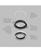 Встраиваемый светильник GLOW, GX53, до 15 Вт, LED, IP20, черный, алюминий, акрил