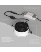 Встраиваемый влагозащищенный светильник TRIM, 12 Вт LED 3000-4000-6500K, IP44, алюминий, акрил
