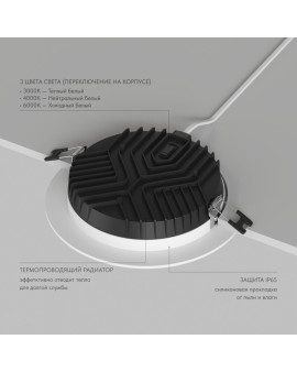 Встраиваемый светильник VERSA, IP65, 16 вт, 3000-4000-6000К, 110-265V AC Встраиваемый светильник VERSA, IP65, 16 вт, 3000-4000-6000К, 110-265V AC