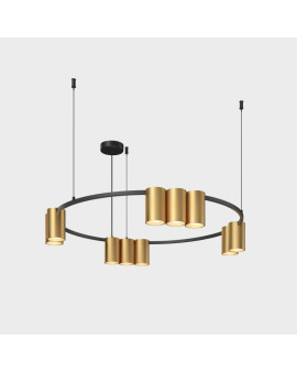 DK4065-BK+SG Подвесной светильник ORBIT , IP20, 10xGU10 LED до 15 Вт, черный + сатинированное золото, алюминий