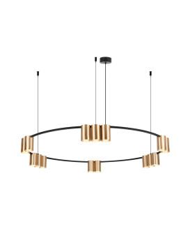 DK4067-BK+SG Подвесной светильник ORBIT, IP20, 15xGU10 LED, до 15 Вт, черный + сатинированное золото, алюминий