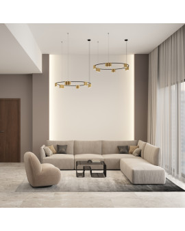 DK4067-BK+SG Подвесной светильник ORBIT, IP20, 15xGU10 LED, до 15 Вт, черный + сатинированное золото, алюминий
