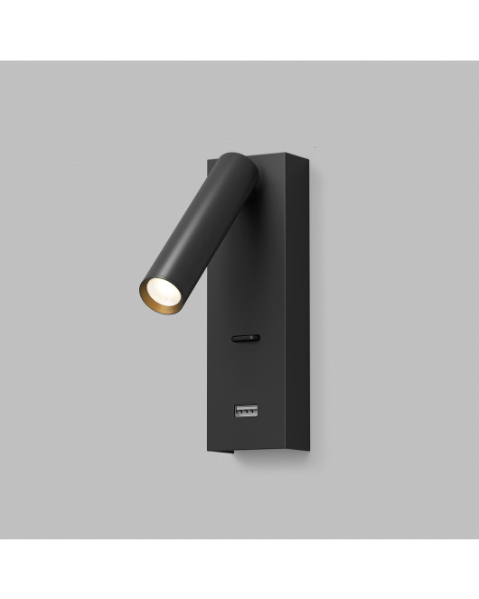 Светильник настенный CHARGELUX, USB-A , 3Вт, 3000К, алюминий, черный