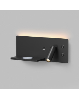 Светильник настенный CHARGELUX, с функцией беспроводной зарядки, USB-A , 3Вт+8Вт, 3000К, левый, алюминий, черный Светильник настенный CHARGELUX, с функцией беспроводной зарядки, USB-A , 3Вт+8Вт, 3000К, левый, алюминий, черный