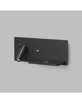 Светильник настенный CHARGELUX, с функцией беспроводной зарядки, USB-A , 3Вт+8Вт, 3000К, правый, алюминий, черный Светильник настенный CHARGELUX, с функцией беспроводной зарядки, USB-A , 3Вт+8Вт, 3000К, правый, алюминий, черный