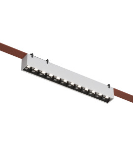 DK5571-WB Cветильник для трека-ремня Belty, серия Grill, со светодиодом, L323*W40*H45мм, 48V DC, 12W, RA90, 24°, 3000K, IP20, белый с черным, алюминий