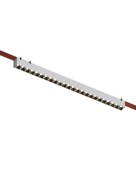 DK5573-WB Cветильник для трека-ремня Belty, серия Grill, со светодиодом, L642*W40*H45мм, 48V DC, 24W, RA90, 24°, 3000K, IP20, белый с черным, алюминий