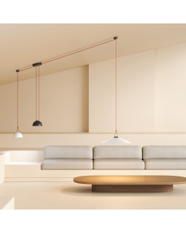 DK5664-WH+BK Cветильник для трека-ремня Belty Smart, серия Flow, со светодиодом, D300*H71мм, 48V DC, 20W, RA90, 120°, 2700-6500K, IP20, белый с черным, алюминий