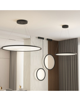 Подвесной светильник вертикальный VEIL, 25 Вт, ?450?1950 мм, LED 2700-6000K, IP20, пульт Д/У (в комплекте), черный, алюминий, акрил
