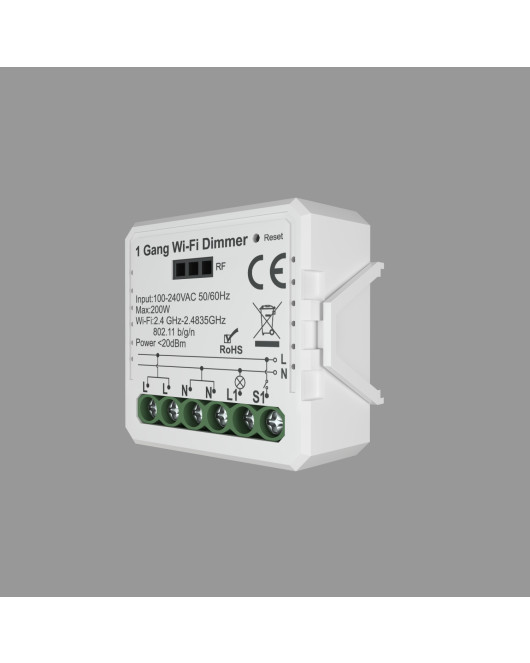 RL1003-DM Одноканальное Wi-Fi реле-диммер 1 x 200 Вт RL1003-DM Одноканальное Wi-Fi реле-диммер 1 x 200 Вт