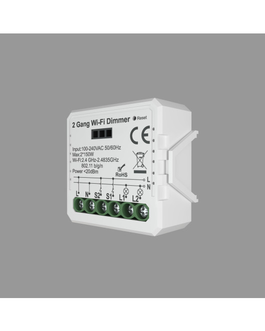 RL1004-DM Двухканальное Wi-Fi реле-диммер 2 x 150 Вт RL1004-DM Двухканальное Wi-Fi реле-диммер 2 x 150 Вт