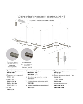 TR5715-DN Трек SHINE BASE, 1.5м, 48V DC, IP20, темный никель, алюминий TR5715-DN Трек SHINE BASE, 1.5м, 48V DC, IP20, темный никель, алюминий